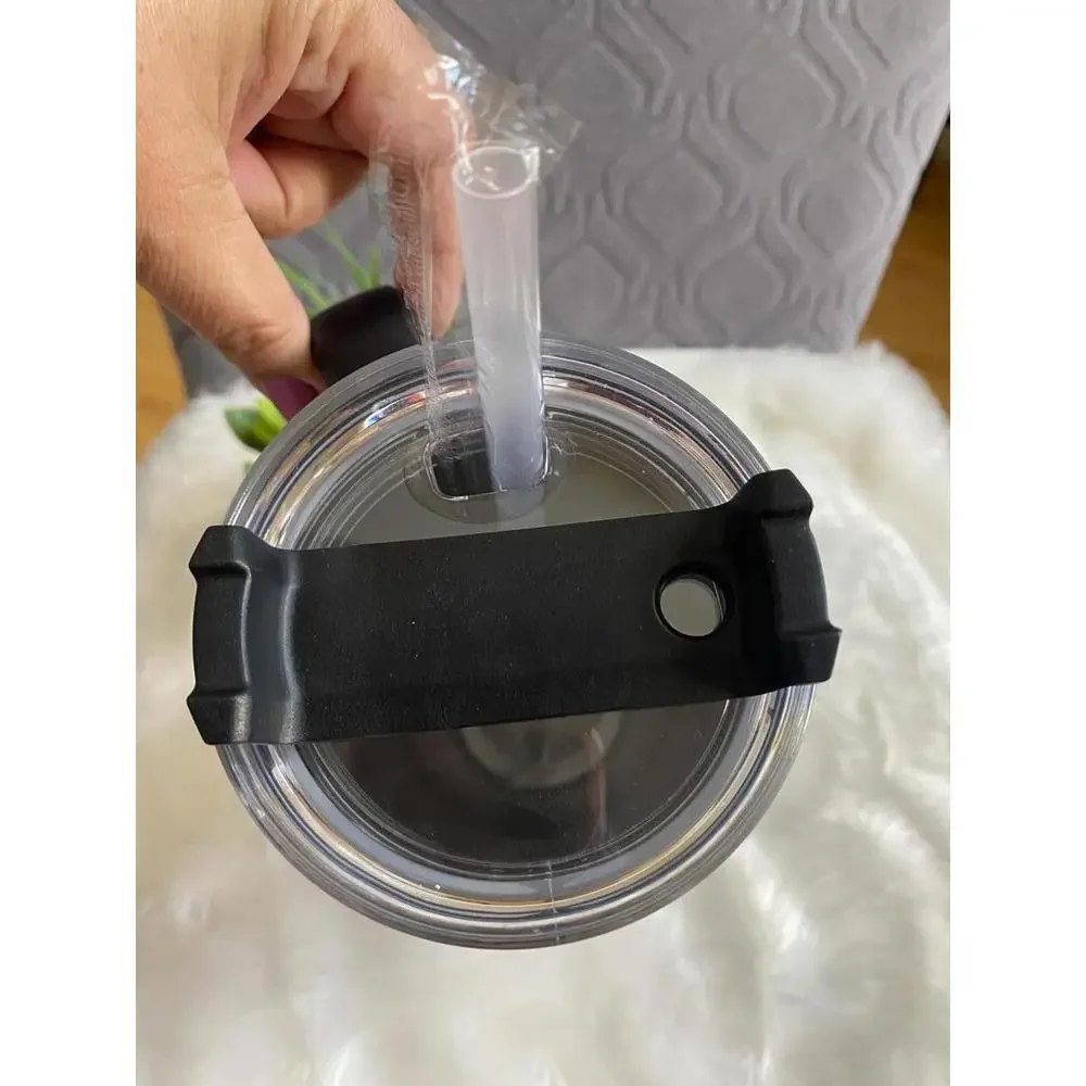 30oz Black Travel Tumbler with Lid and Straw